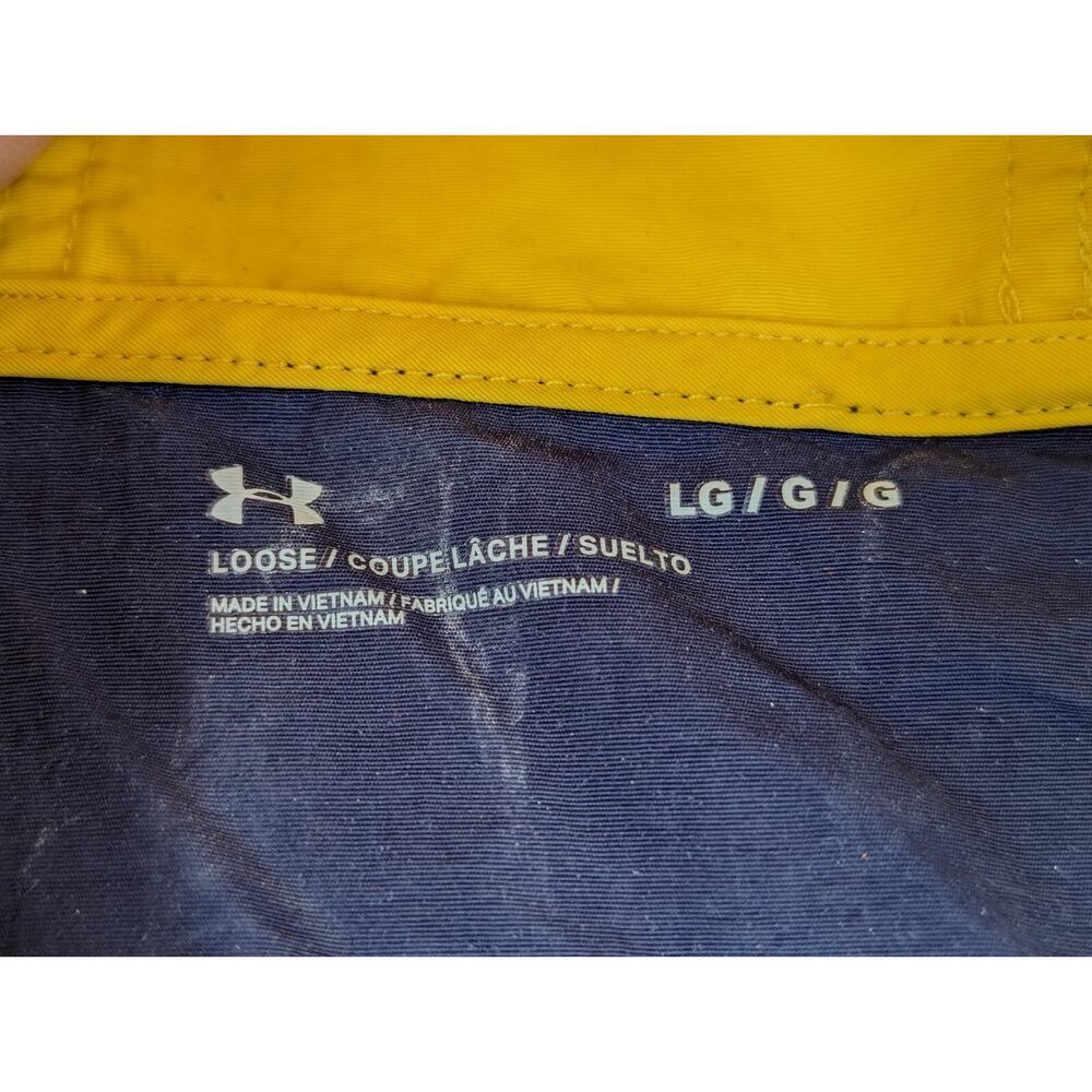 Under Armour Loose Hooded Navy Yellow Pullover 1/4 Button Windbreaker Size L - Picture 5 of 7